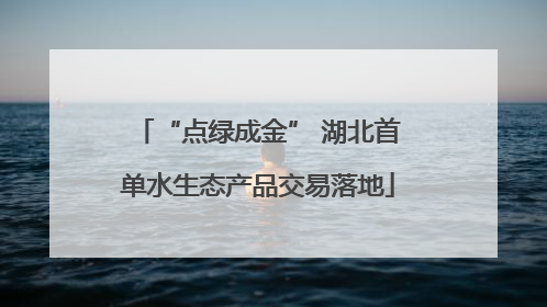 “点绿成金” 湖北首单水生态产品交易落地