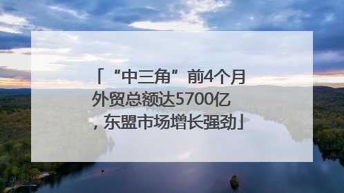 “中三角”前4个月外贸总额达5700亿，东盟市场增长强劲