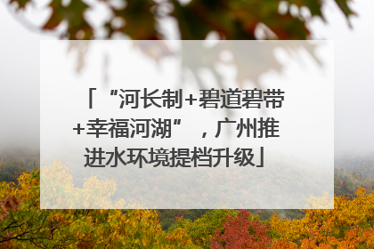 “河长制+碧道碧带+幸福河湖”，广州推进水环境提档升级