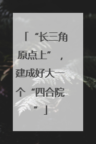 “长三角原点上”，建成好大一个“四合院”