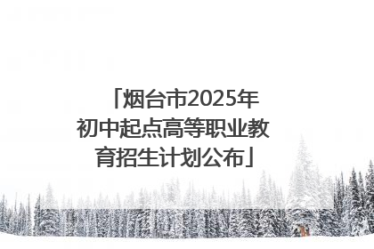 烟台市2025年初中起点高等职业教育招生计划公布