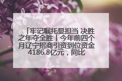 牢记嘱托显担当 决胜之年夺全胜丨今年前四个月辽宁招商引资到位资金4186.8亿元，同比增长17.4%