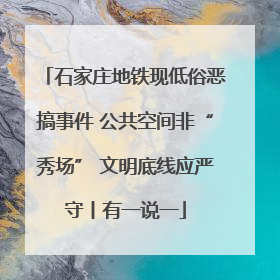 石家庄地铁现低俗恶搞事件 公共空间非“秀场” 文明底线应严守丨有一说一