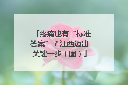 疼痛也有“标准答案”？江西迈出关键一步（图）