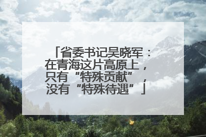 省委书记吴晓军：在青海这片高原上，只有“特殊贡献”，没有“特殊待遇”