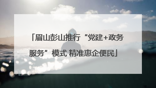 眉山彭山推行“党建+政务服务”模式 精准惠企便民