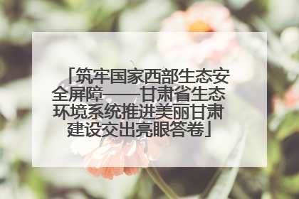 筑牢国家西部生态安全屏障——甘肃省生态环境系统推进美丽甘肃建设交出亮眼答卷