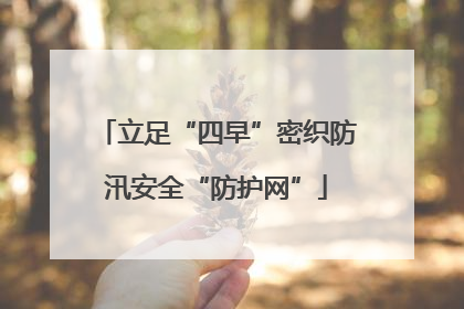 立足“四早”密织防汛安全“防护网”