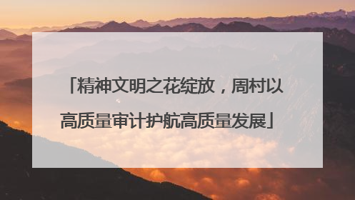 精神文明之花绽放，周村以高质量审计护航高质量发展