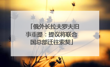 俄外长拉夫罗夫旧事重提：提议将联合国总部迁往索契