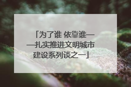 为了谁 依靠谁——扎实推进文明城市建设系列谈之一