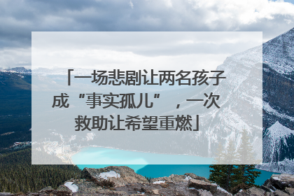 一场悲剧让两名孩子成“事实孤儿”，一次救助让希望重燃