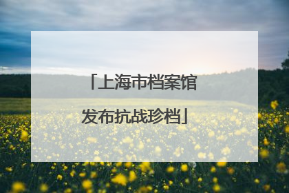 上海市档案馆发布抗战珍档