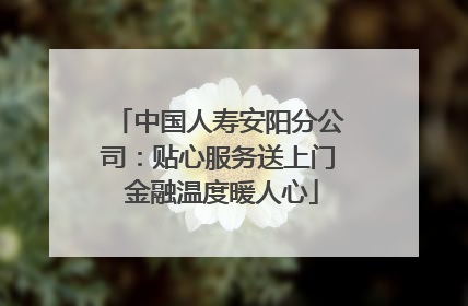 中国人寿安阳分公司：贴心服务送上门 金融温度暖人心