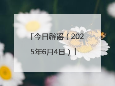 今日辟谣（2025年6月4日）