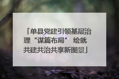 单县党建引领基层治理“谋篇布局” 绘就共建共治共享新图景
