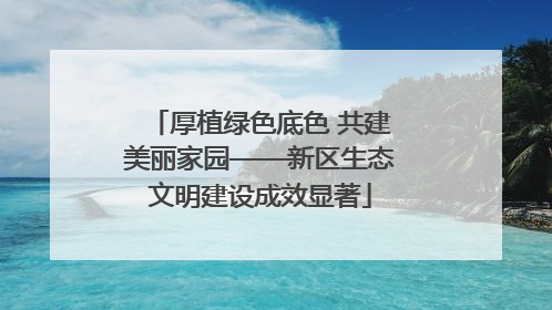 厚植绿色底色 共建美丽家园——新区生态文明建设成效显著