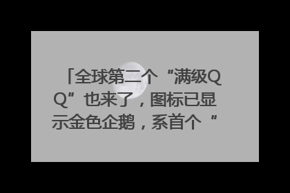 全球第二个“满级QQ”也来了，图标已显示金色企鹅，系首个“满级QQ”的小号