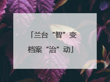兰台“智”变 档案“治”动