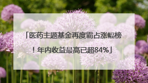 医药主题基金再度霸占涨幅榜！年内收益最高已超84%