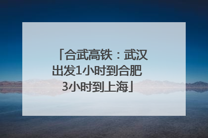 合武高铁：武汉出发1小时到合肥3小时到上海