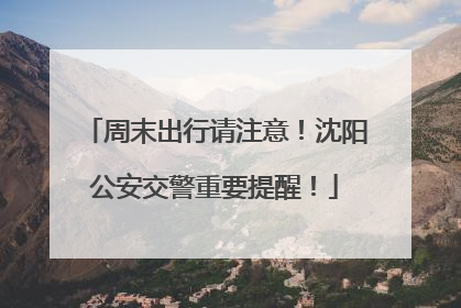 周末出行请注意！沈阳公安交警重要提醒！
