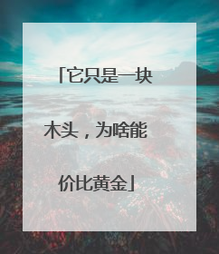 它只是一块木头，为啥能价比黄金
