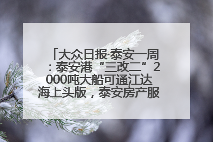 大众日报·泰安一周：泰安港“三改二”2000吨大船可通江达海上头版，泰安房产服务改革经验全省推广