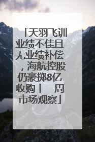 天羽飞训业绩不佳且无业绩补偿，海航控股仍豪掷8亿收购丨一周市场观察