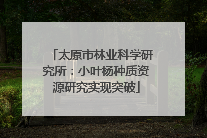 太原市林业科学研究所：小叶杨种质资源研究实现突破