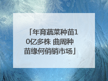 年育蔬菜种苗10亿多株 曲周种苗缘何俏销市场