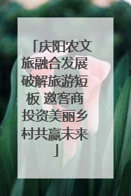 庆阳农文旅融合发展破解旅游短板 邀客商投资美丽乡村共赢未来