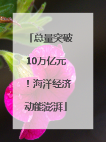 总量突破10万亿元！海洋经济动能澎湃