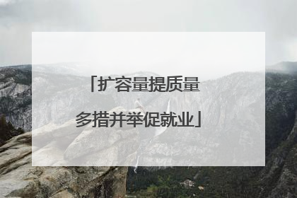 扩容量提质量 多措并举促就业