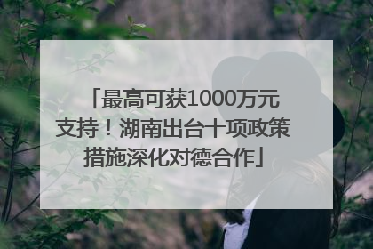 最高可获1000万元支持！湖南出台十项政策措施深化对德合作