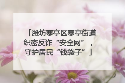 潍坊寒亭区寒亭街道织密反诈“安全网”，守护居民“钱袋子”