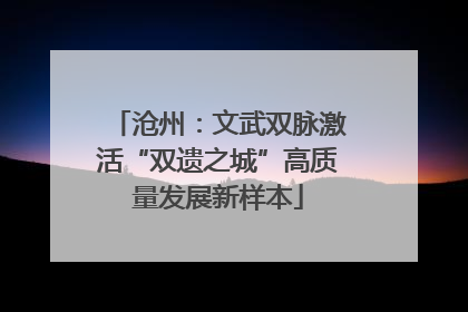 沧州：文武双脉激活“双遗之城”高质量发展新样本
