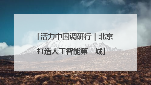 活力中国调研行｜北京打造人工智能第一城