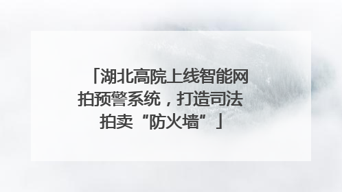 湖北高院上线智能网拍预警系统，打造司法拍卖“防火墙”