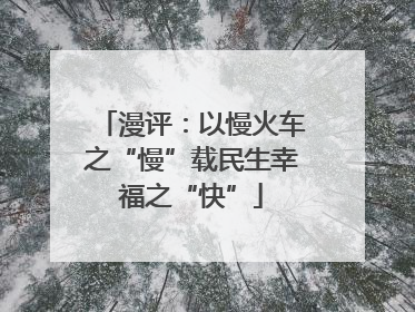 漫评：以慢火车之“慢”载民生幸福之“快”