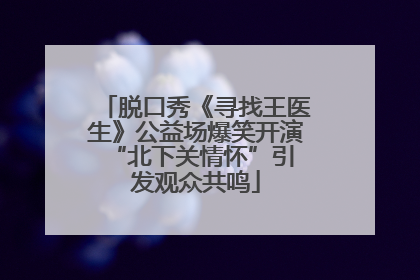 脱口秀《寻找王医生》公益场爆笑开演 “北下关情怀”引发观众共鸣