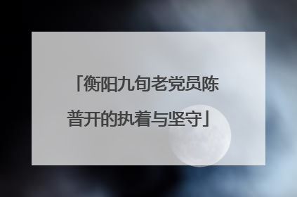 衡阳九旬老党员陈普开的执着与坚守