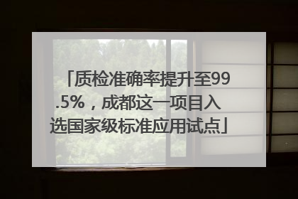 质检准确率提升至99.5%，成都这一项目入选国家级标准应用试点