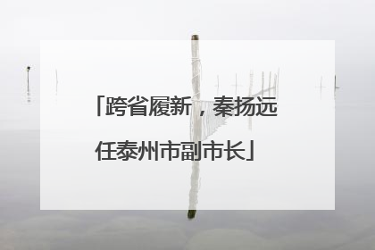 跨省履新，秦扬远任泰州市副市长