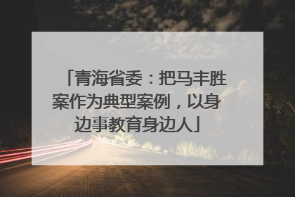青海省委：把马丰胜案作为典型案例，以身边事教育身边人