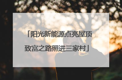 阳光新能源点亮屋顶 致富之路照进三家村