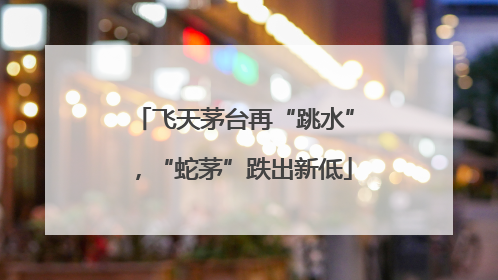 飞天茅台再“跳水”，“蛇茅”跌出新低