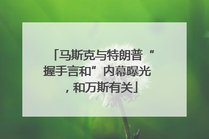 马斯克与特朗普“握手言和”内幕曝光，和万斯有关