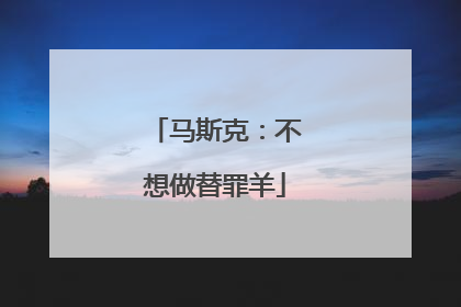 马斯克：不想做替罪羊