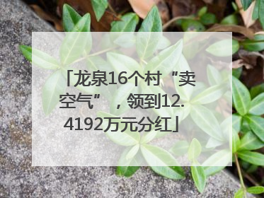 龙泉16个村“卖空气”，领到12.4192万元分红